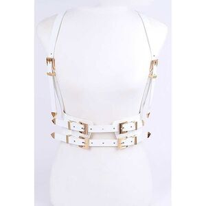 DIONA J PLUS SIZE PATENT LEATHER HARNESS BELT COLOR WHITE